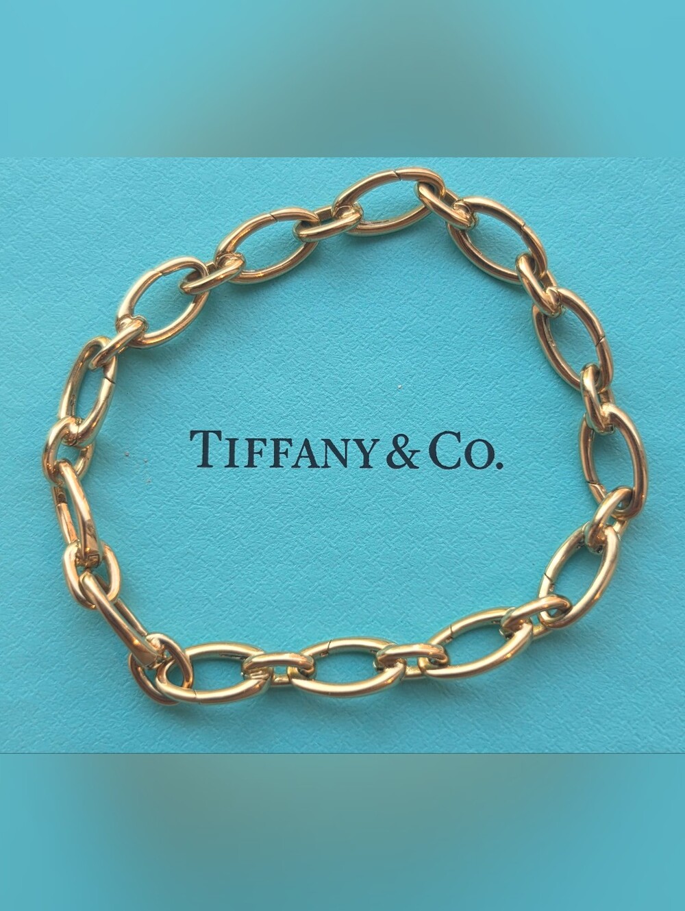Tiffany & Co. 18k Yellow Gold Oval Clasping Charm Bracelet